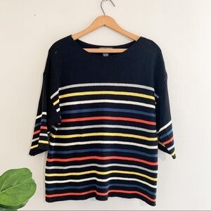 Chelsea & Theodore Women’s Slouchy Wide Neck Striped Sweater Sz L